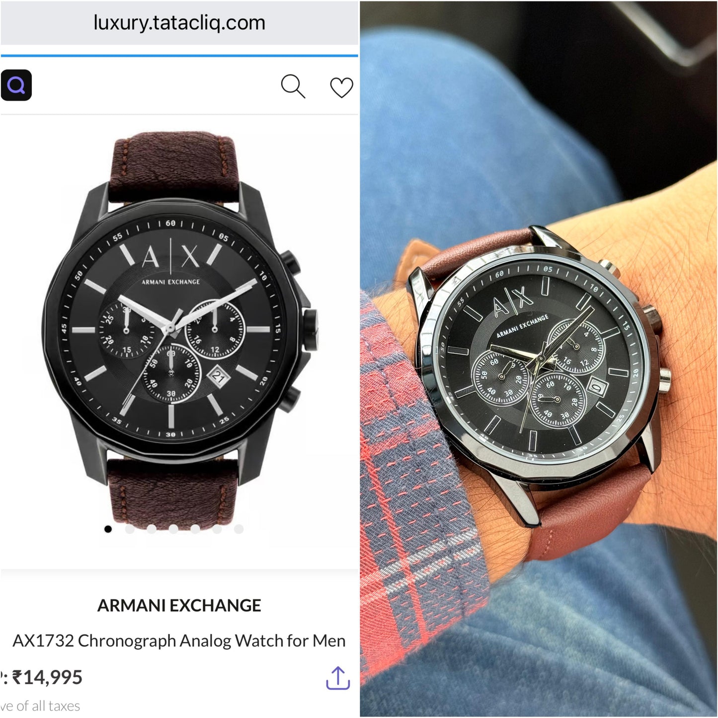 Armani Exchange Chronograph Black Dial Watch