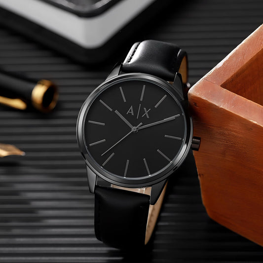 Armani Exchange Black Leather