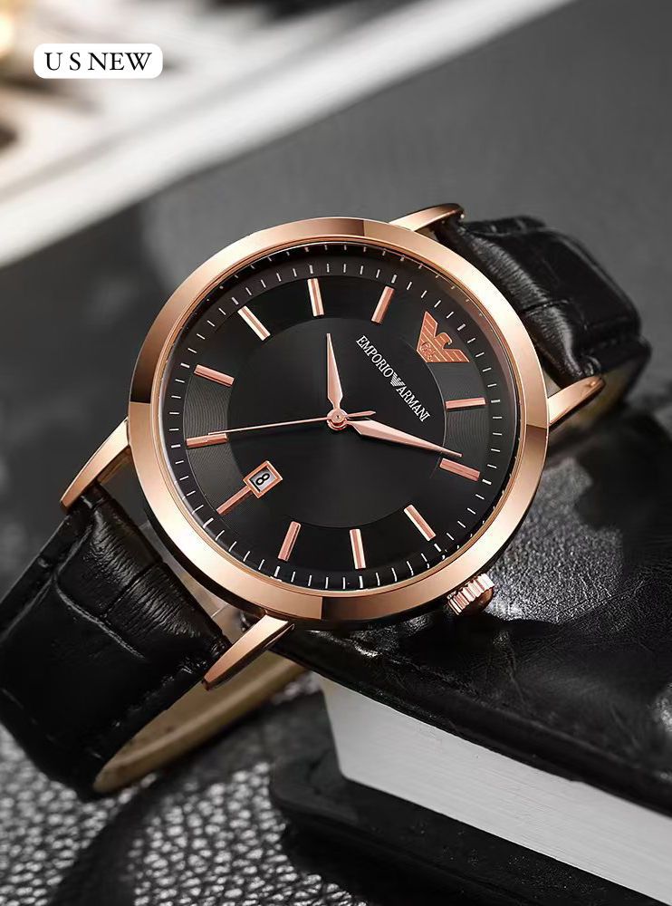 Emporio Armani Classic Rose Gold Black Dial Watch