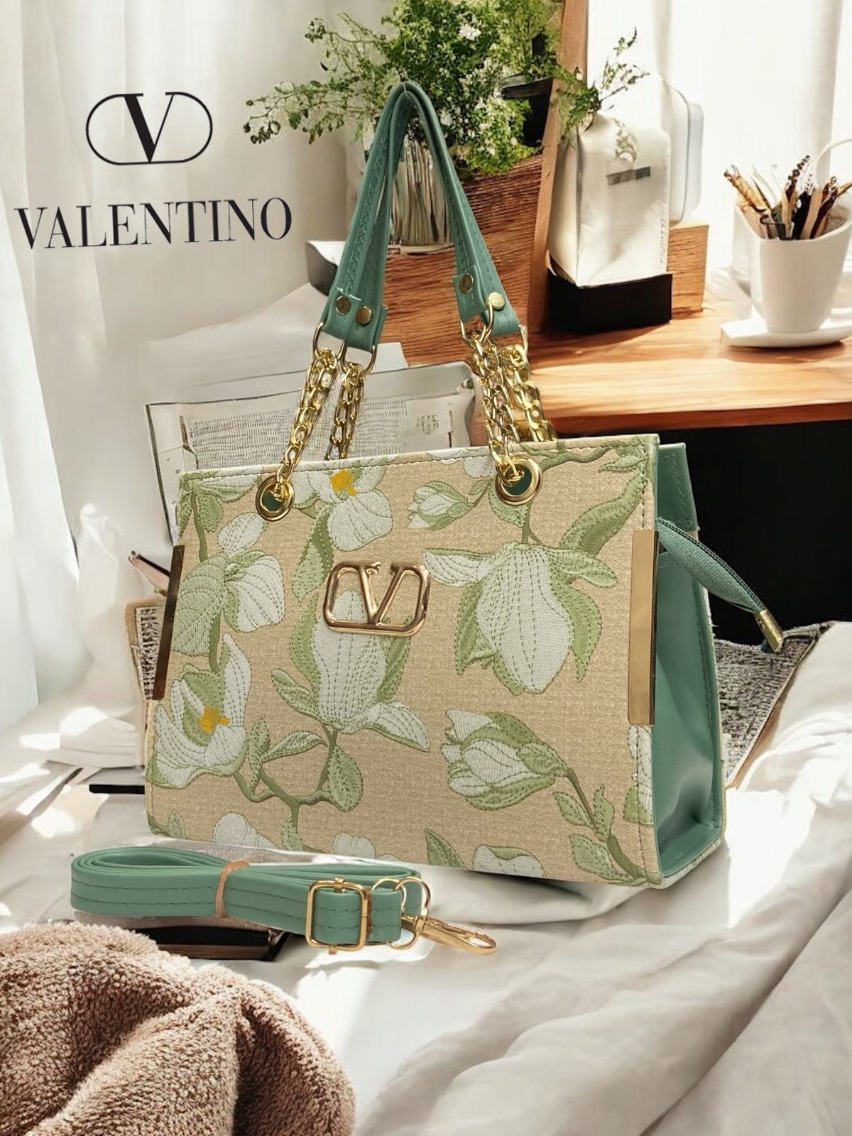 Valentino Blush Bloom Chain Tote