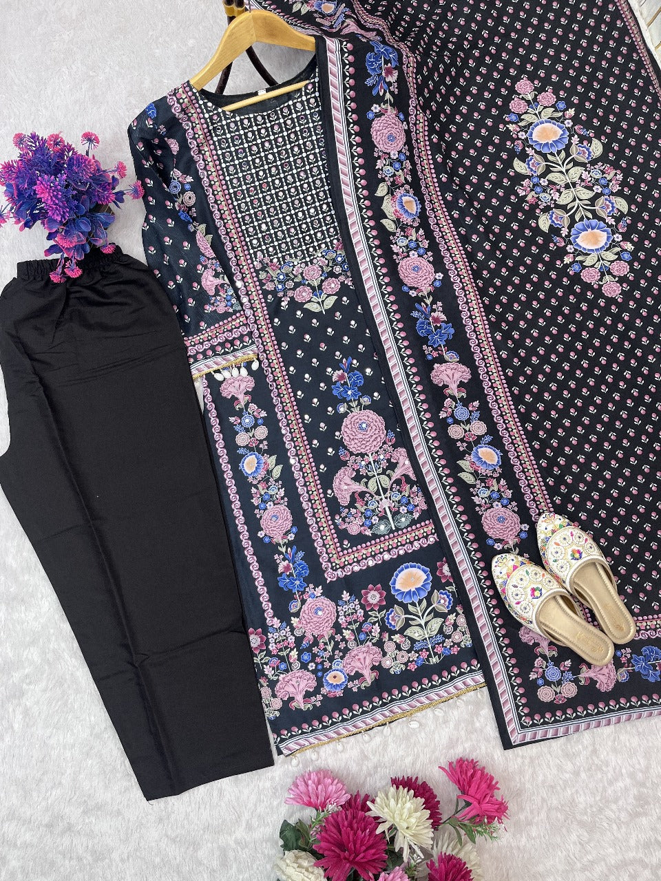 Pakistan Suit With Digital print and Heavy Mirror Work