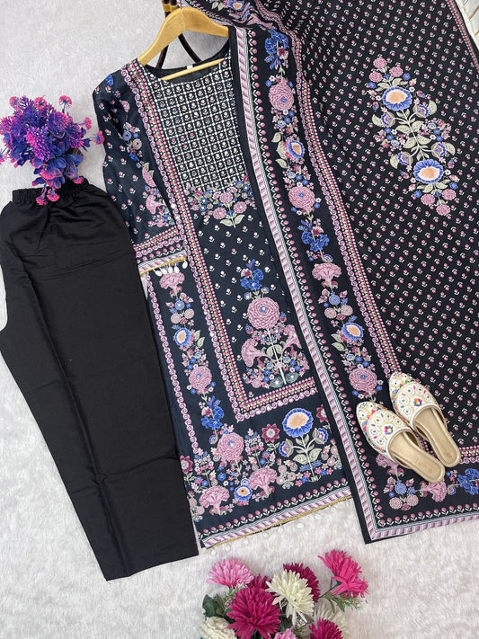 Pakistan Suit With Digital print and Heavy Mirror Work